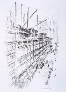 Vue des grues au 8e étage de l