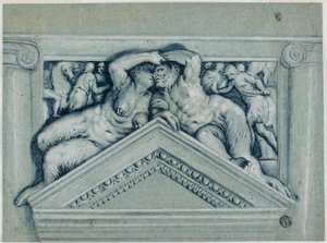 Dessus de porte avec satyre et satyresse - Veronese