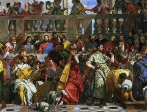 Les Noces de Cana, détail des musiciens et des chiens (détail) - Paolo Veronese