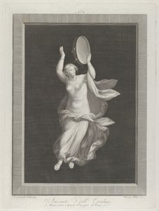 Une bacchante partiellement nue jouant du tambourin - Vicenzo Feoli