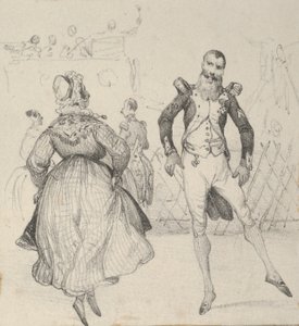 Un soldat et une femme dansant, milieu du 19ème siècle - Victor Adam