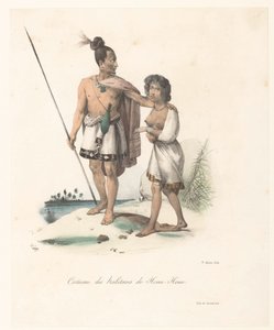 Costume des habitants de Houa-Houa (Nouvelle-Zélande) - Victor Adam
