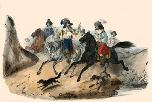 Le défi, entre 2 gentilshommes. dans Album Grotesque, Choix de Types Remarquables, illustrations de Victor Adam, Paris, vers 1850. - Victor Adam