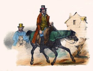 Le marchand de bœufs trottant en calculant son profit. Dans « Album Grotesque, Choix de Types Remarquables », illustrations de Victor Adam, Paris, vers 1850. - Victor Adam