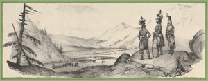 Trois soldats dans un paysage - Victor Adam