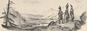 Trois soldats dans un paysage