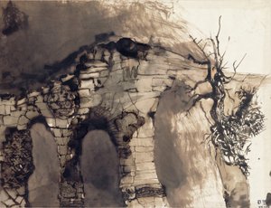 Vieux pont (encre et lavis sur papier) - Victor Hugo