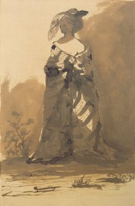 Femme Portant un Manteau et un Chapeau à Plumes - Victor Hugo