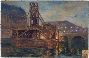 Les travaux du métropolitain au pont Saint-Michel en 1906 - Victor Marec