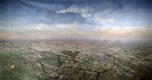 Vue générale de Paris depuis une montgolfière, 1855 - Victor Navlet
