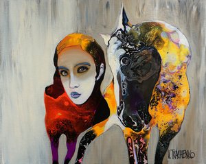 Femme abstraite avec cheval