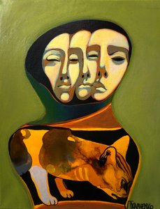 Visages superposés : chat endormi