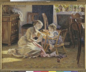 Soleil dans le salon. La femme et l