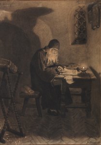 Pimen. Illustration du drame Boris Godounov par A. Pouchkine