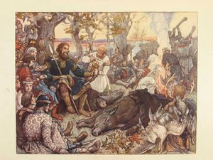 Repos du Grand Prince Vladimir II Monomakh à la chasse. La chasse impériale en Russie par N. Kutepov - Viktor Mikhaylovich Vasnetsov