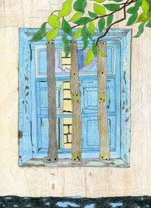 Fenêtre bleue rustique - Viktoriia Saunina