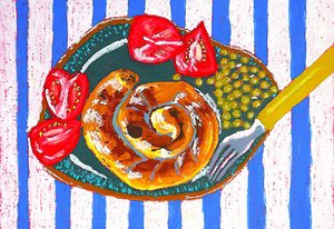 Pâtisserie en spirale sur fond rayé - Viktoriia Saunina