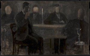 Cinq portraits. Étude pour une peinture dans la galerie Thielska, Stockholm - Vilhelm Hammershøi