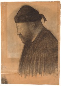 Portrait de Thorvald Bindesbøll de profil vers la gauche