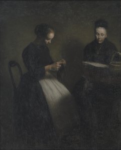Soirée dans le salon, la mère et l