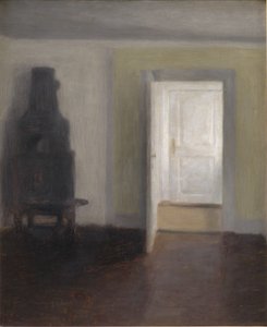 Intérieur avec un vieux poêle - Vilhelm Hammershoi