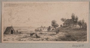 Paysage avec une maison de paysan et une cabane - Vilhelm Kyhn