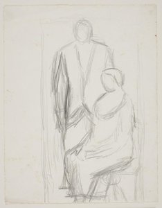 Lundstrøm debout derrière Mme Lundstrøm assise. Étude pour le soi-disant tableau de mariage - Vilhelm Lundstrøm