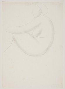 Modèle féminin assis, vu de côté. Étude pour une mosaïque à la piscine de Frederiksberg - Vilhelm Lundstrøm