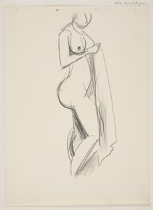 Femme nue debout, profil droit, draperie à la main - Vilhelm Lundstrøm