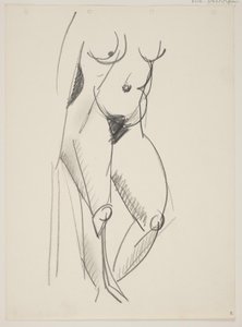 Femme nue debout, tournée vers la droite, draperie à la main - Vilhelm Lundstrøm