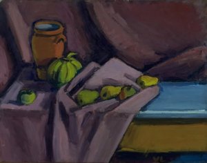Nature morte avec un pot et des fruits - Vilhelm Lundstrøm