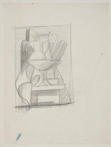 Étude pour une nature morte avec bouteille, pichets, bol de fruits et serviette - Vilhelm Lundstrøm