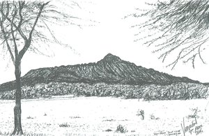 Montagne depuis le club nautique au lac Naivasha, Kenya, 2006 - Vincent Alexander Booth