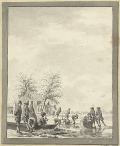 Plaisirs sur glace sur le Buiten Spaarne près de Haarlem près de l