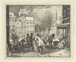 Hommes travaillant dans une rue - Vincent Laurensz. van der Vinne (II)