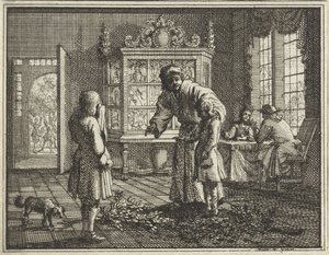 Un père réprimande ses enfants