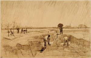 Cimetière sous la pluie - Vincent van Gogh