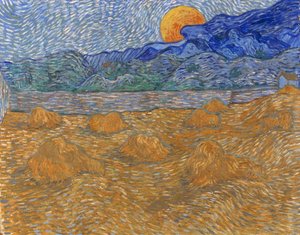 Paysage avec gerbes de blé et lune croissante - Vincent van Gogh