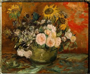 Roses et tournesols