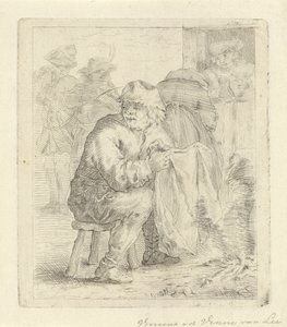 Homme sur un tabouret près d