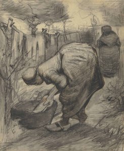 Paysanne au bassin dans un jardin (1885) - Vincent van Gogh