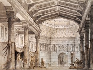 Décor de Francesco Bagnara pour la deuxième scène de Norma, opéra de Vincenzo Bellini, joué au Théâtre La Fenice à Venise - Vincenzo Bellini