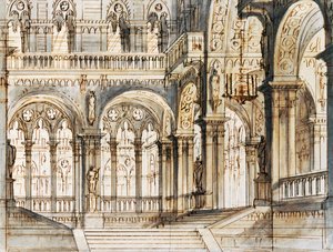 Décor de Francesco Bagnara pour la troisième scène de Capuleti et Montecchi, opéra de Vincenzo Bellini, joué au Théâtre La Fenice à Venise - Vincenzo Bellini