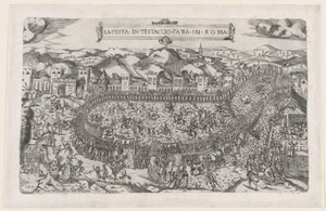Speculum Romanae Magnificentiae : Jeux de carnaval tenus au Mont Testaccio à Rome - Vincenzo Luchino