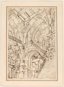 Intérieur de prison avec un escalier monumental - Vincenzo Mazzi