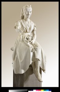 Portrait de la marquise Virginia Busti Porro en jeune fille ou jeune femme offrant une fleur - Vincenzo Vela