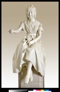 Portrait de la marquise Virginia Busti Porro en jeune fille ou jeune dame offrant une fleur - Vincenzo Vela