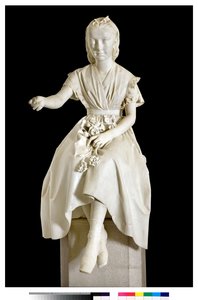 Portrait de la marquise Virginia Busti Porro en jeune fille ou jeune dame offrant une fleur - Vincenzo Vela
