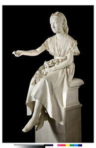 Portrait de la marquise Virginia Busti Porro en jeune fille ou jeune dame offrant une fleur