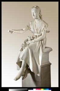 Portrait de la Marquise Virginia Busti Porro en jeune fille ou jeune dame offrant une fleur - Vincenzo Vela